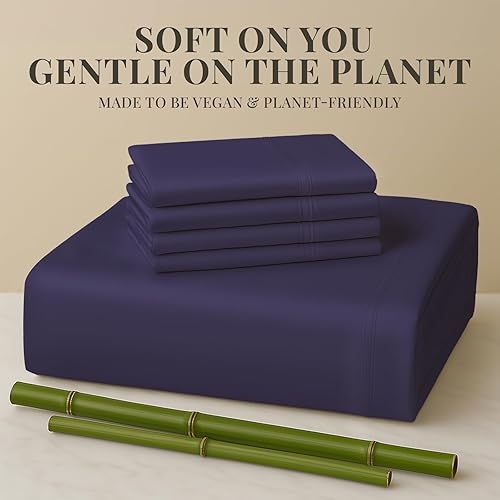 Miniatura 5 de Sacred Thread Juego de sábanas de 6 piezas de rayón derivado de bambú, vegano, refrescante y orgánico para el hogar y los hoteles, más 50 colores