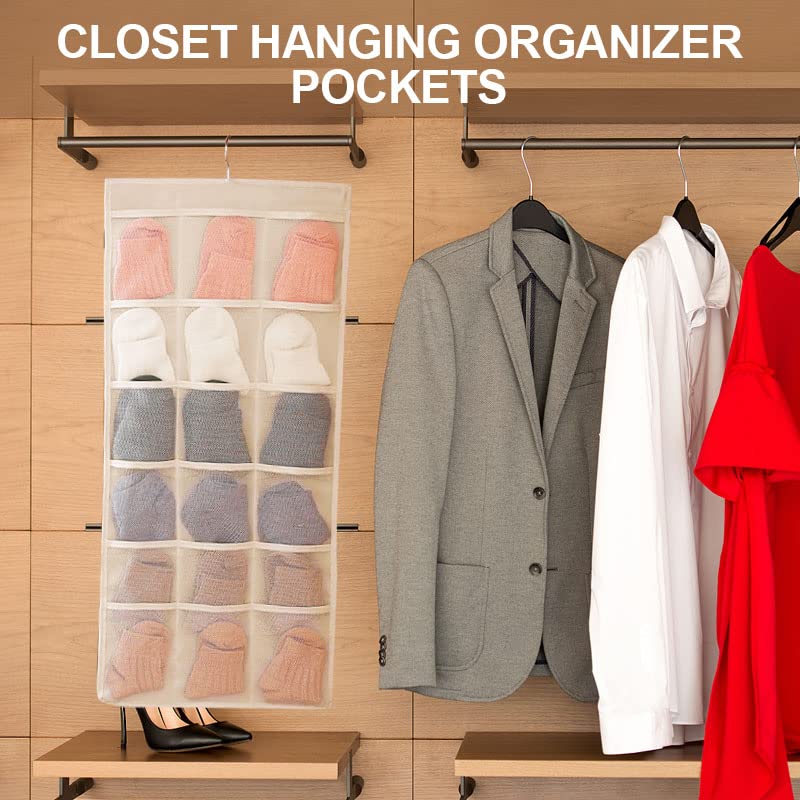 BH-Aufbewahrungstasche zum Aufhängen mit 24 Netztaschen, Kleiderschrank, Unterwäsche, Organizer, hängendes Schrankregal, Wand, platzsparend, 