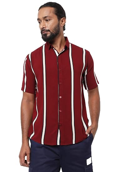 Buy 7 Shores Men's Rayon Stripe Print 