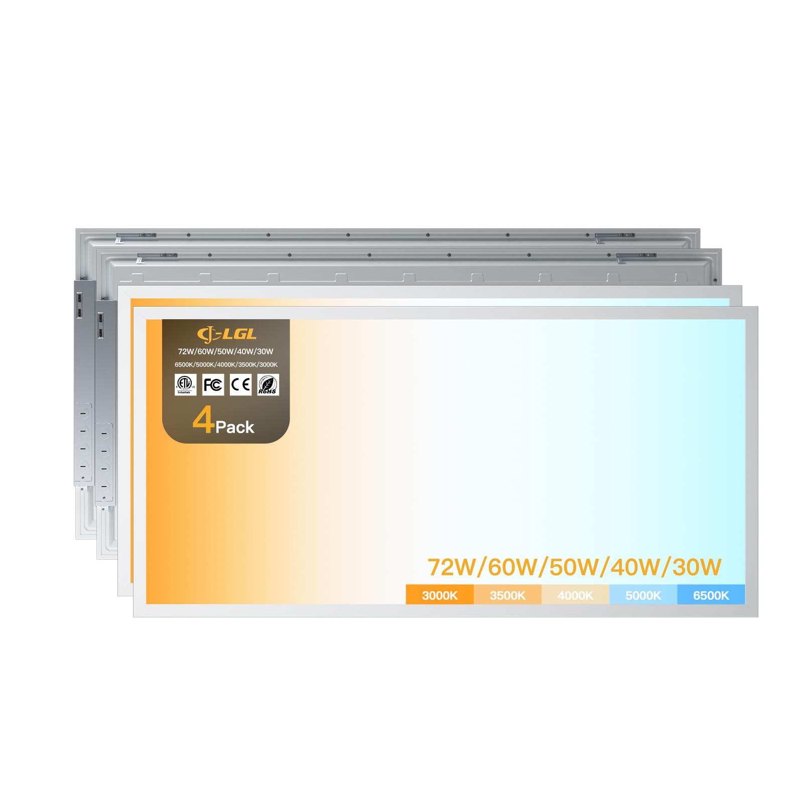 Luce LED 2x4 a schermo piatto, plafoniere a goccia, caratteristiche selezionabili, 30 W/40 W/50 W/60 W/72 W, 3000 K/3500 K/4000 K/5000 K/6500 K, dimmerabile (0-10 V), per cucina da ufficio