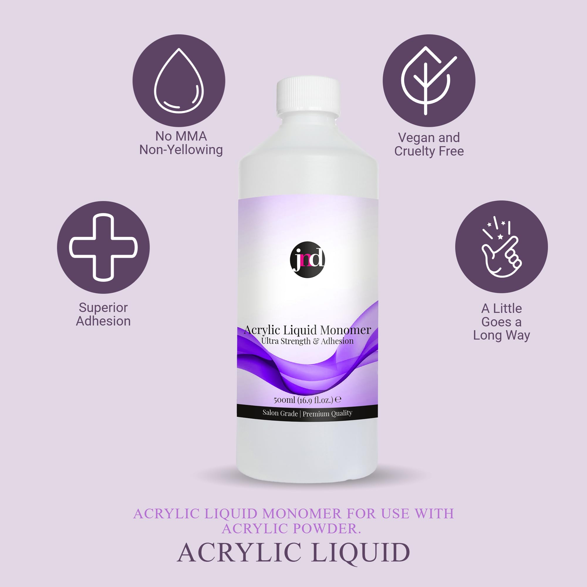 JND - Acrilico liquido monomero professionale, per nail art (500 ml, trasparente)