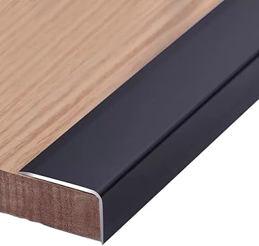 ERRULAN 3.5cm Wide Stair Nosing Trim Corner Metal, Staircase Step Nose Edging for Wood/Tile, Molding L Shape Doorway Reducer Stair Edge Color Black, Size Length 100cm/39 in