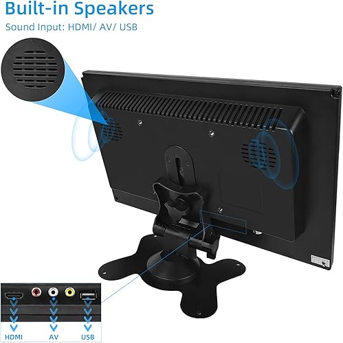 Miniatura 3 de Monitor pequeño de 10.1 pulgadas, pantalla Raspberry Pi altavoces integrados, mini pantalla 1024 x 600, 60 Hz, 5ms, pantalla IPS con control remoto,