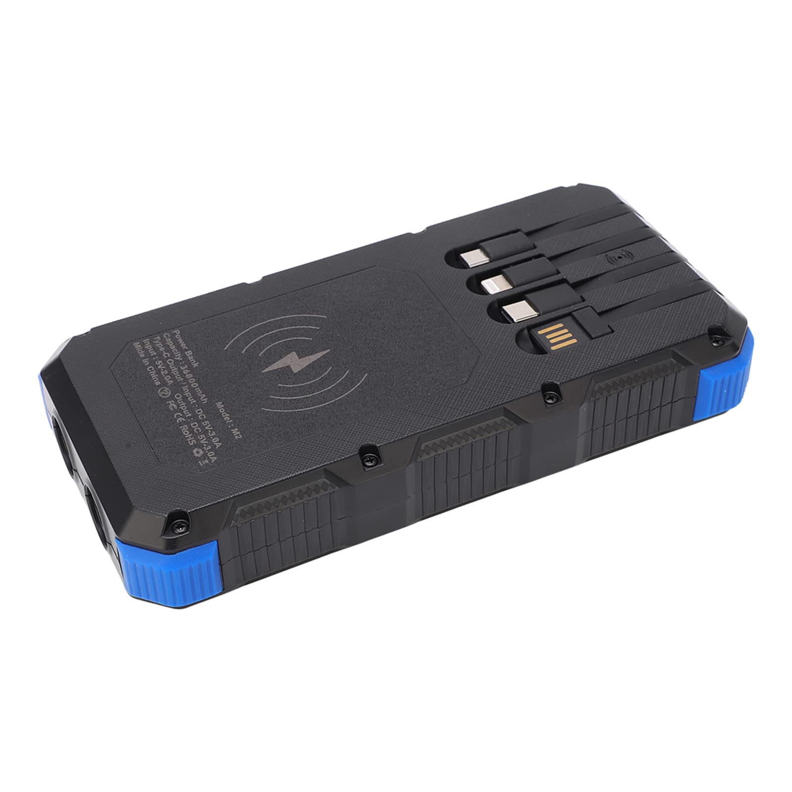 Banque d'énergie Solaire, Chargeur Solaire Portable ABS 36 800 MAh avec Charge Rapide, 3 Ports USB, Double Lumière LED, Entrée iOS Type C, pour Utilisation d'urgence en Camping en Plein