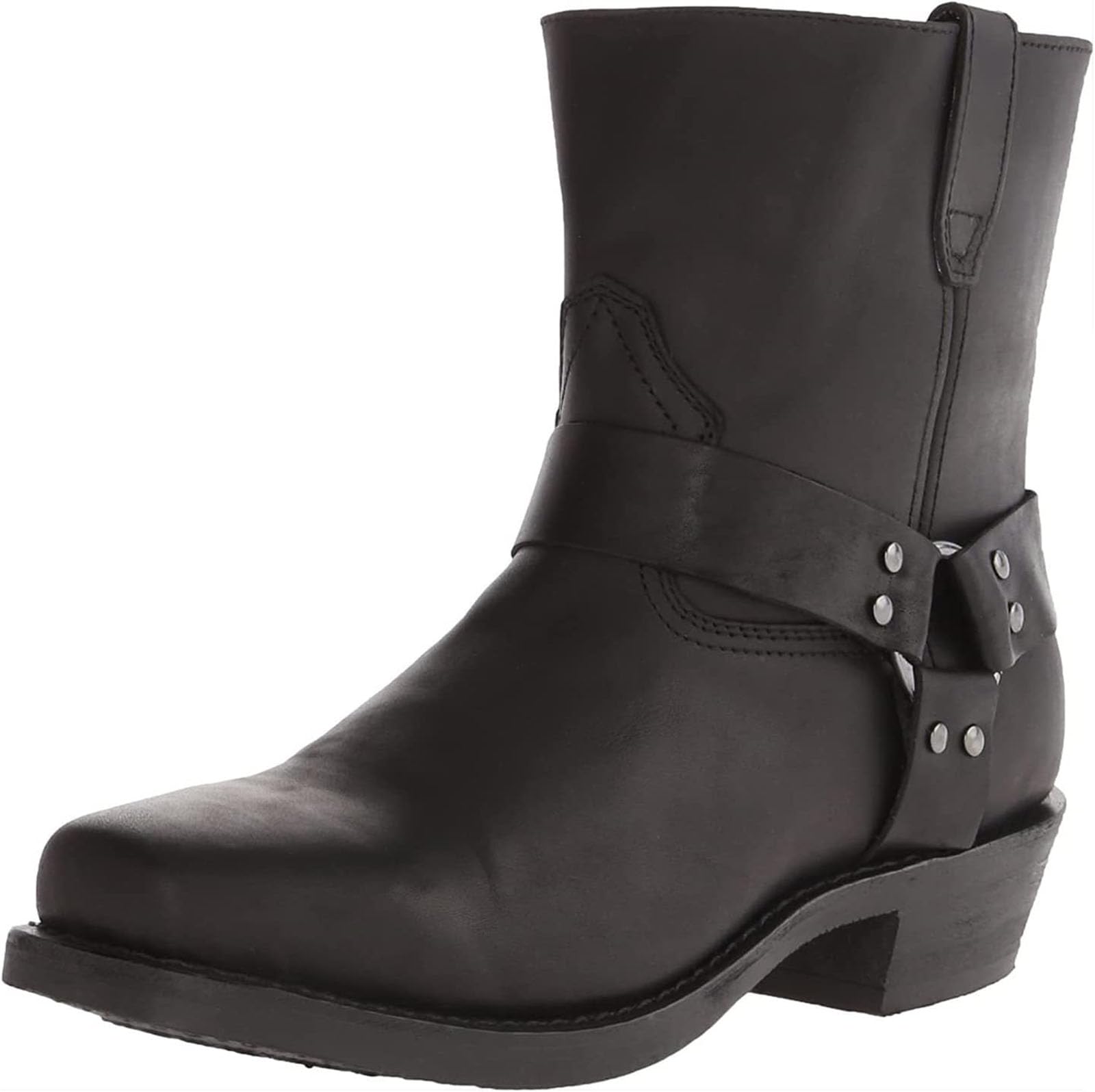 Genérico Botas de Vaquero para Hombre, Botas Cowboy & Biker, Boots Occidentales de Piel, Botas a Media Pierna Sin Cordones Antideslizantes,44,Black
