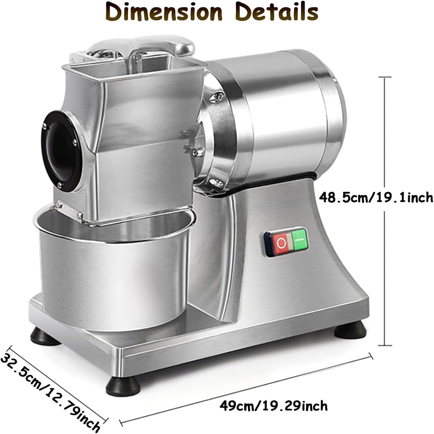 Commercial Electric Cheese Grater, Electric Rotary Cheese Shredder, 550W, 40 kg/h, Easy to Clean, 304 Stainless Steel, Easy to Clean, Ideals for Cheese, Butter, Bread,