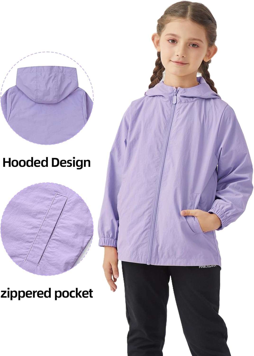 Boys Girls Windbreaker Hooded Jackets Lightweight Packable Jacket Toddler Rain Coats - Image 4