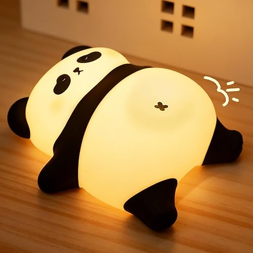Miniatura 10 de Linda luz nocturna recargable de panda, luz nocturna para guardería con 3 niveles de atenuación y temporizador, luz nocturna de silicona de lindo 1