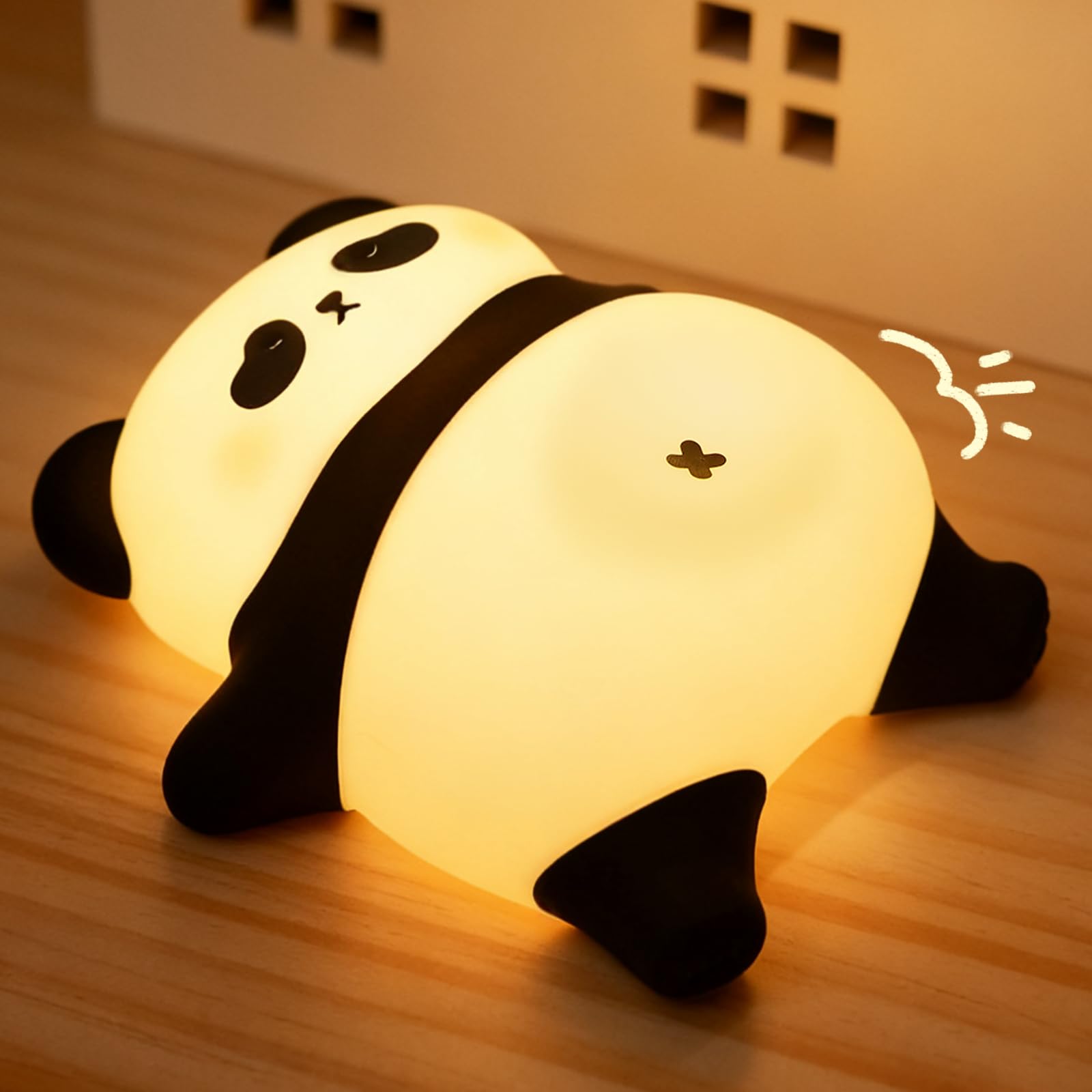 NesveCit Updated Snoring Panda Baby Night Light Kids with Timer, Girls Baby Night Light Newborn Touch Night Lamp, Rechargeable Cute Lamp Toddler Night Lamp for Children Nursery