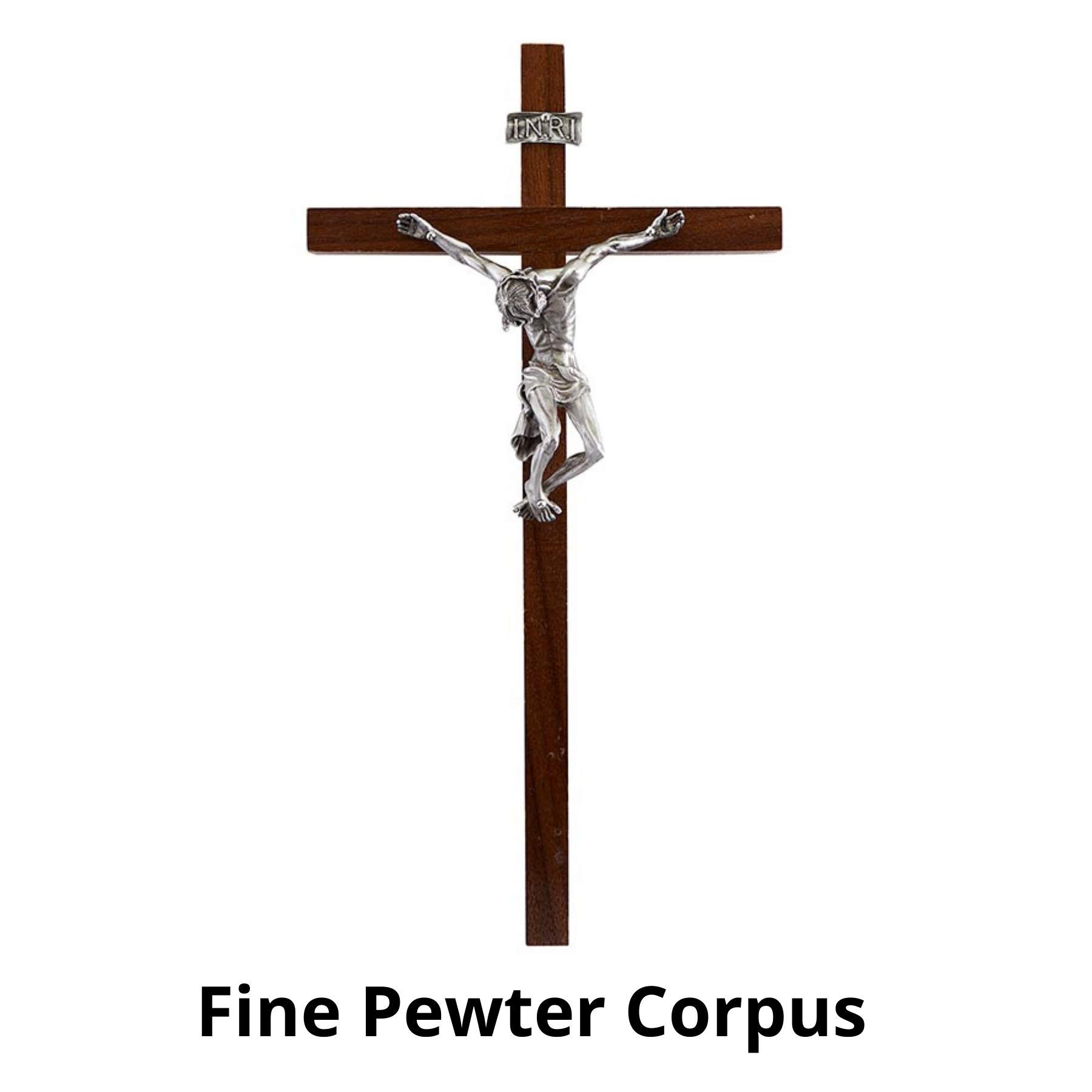 "the Pained" Crucifijo Cruz de pared nogal con resina Cristo Corpus, madera, marrón, 25.40 cm