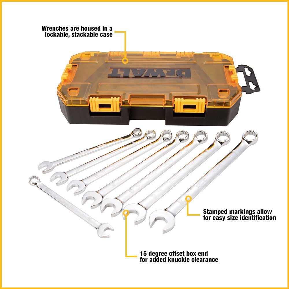 Stanley DEWALT DWMT73809, Cassetta Rigida per Attrezzi, Set de Chiavi Inglesi, 8 Pezzi