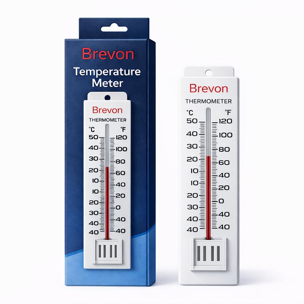 Brevon Room Thermometer Analog for Home | Wall Hanging Temperature Meter with High Accuracy C&F Reading | Indoor & Outdoor Temperature Measuring Device | Home Office Balcony Warehouse Godown