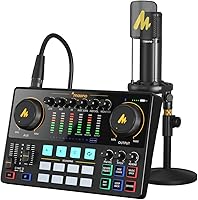 Vista 1 de MAONO Paquete de equipo de podcast con interfaz de audio y micrófono de condensador XLR, MaonoCaster con alimentación fantasma de 48 V, Bluetooth