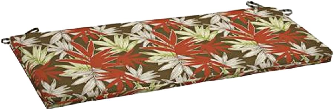 Comfort Classics Outdoor Bench Cushion with Welt 17"x46"x2.75", Polyester Fabric in Leaf Print