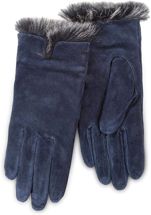 Isotoner Ladies Luxury Suede Gloves with Faux Fur Spill Amazon.co.uk