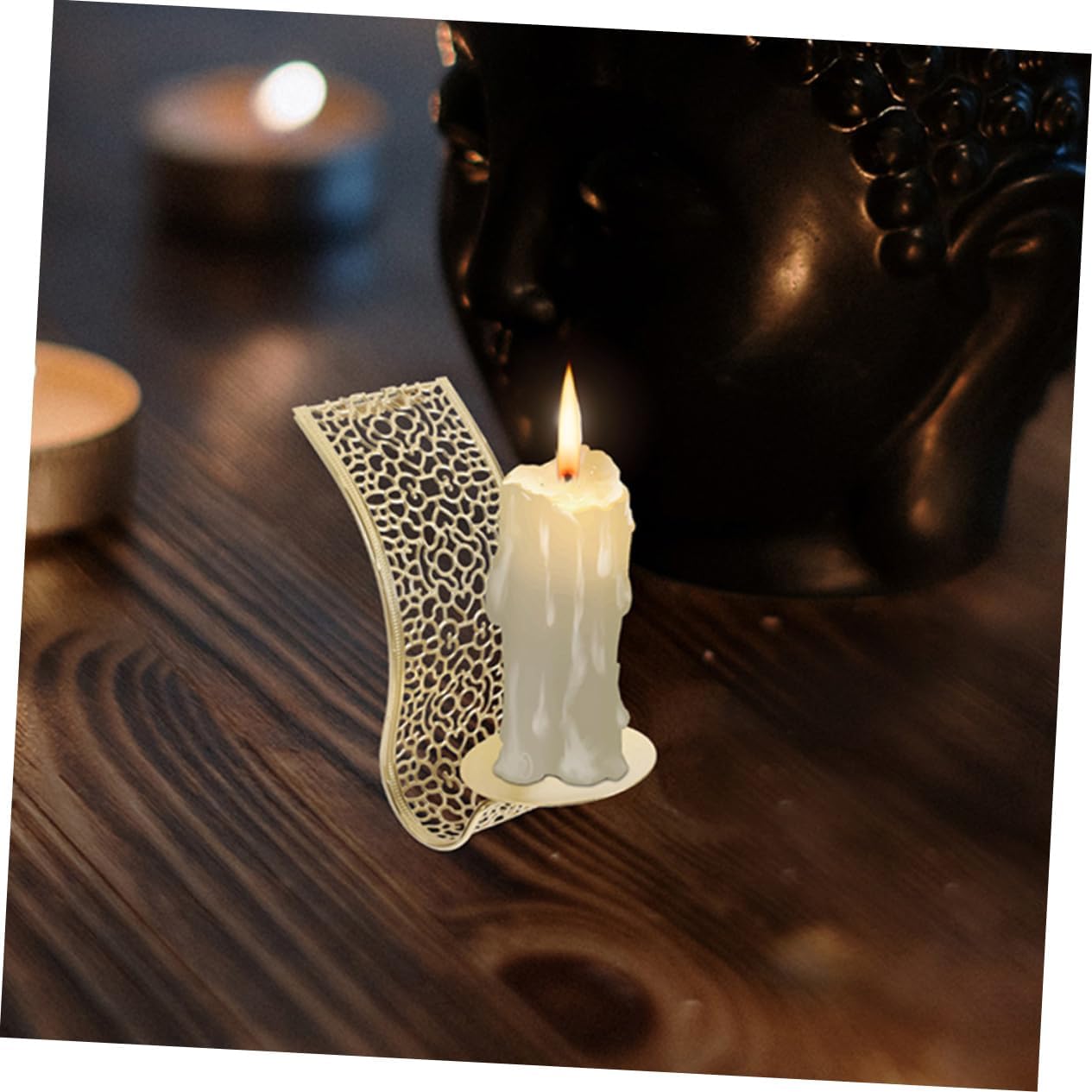 3pcs Wall Mounted Candle Sconces Golden Iron Hollow Design