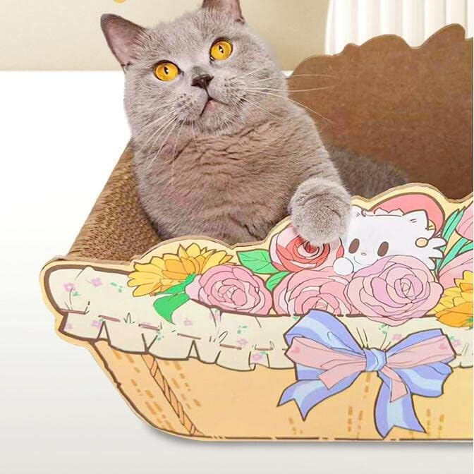 猫 スクラッチャー フラワーバスケット 花 猫 スクラッチボード 巣 段ボール紙 猫のおもちゃ 猫 爪 ボード 研削爪 猫 スクラッ