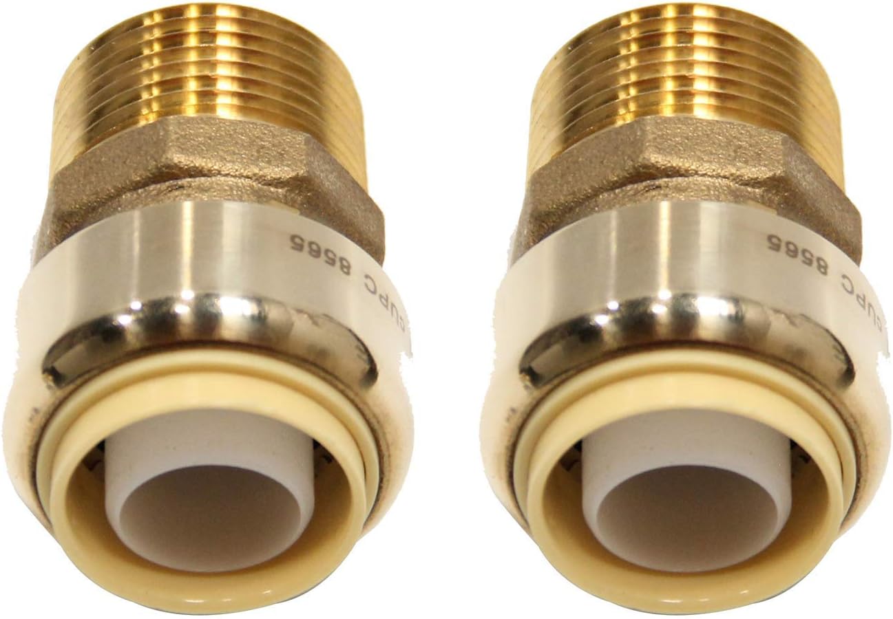 (Pack of 2) EFIELD 1/2 Inch x 1/2 Male Adapter Push to Connect Pex Copper, CPVC with a Disconnect Clip,(PF018)