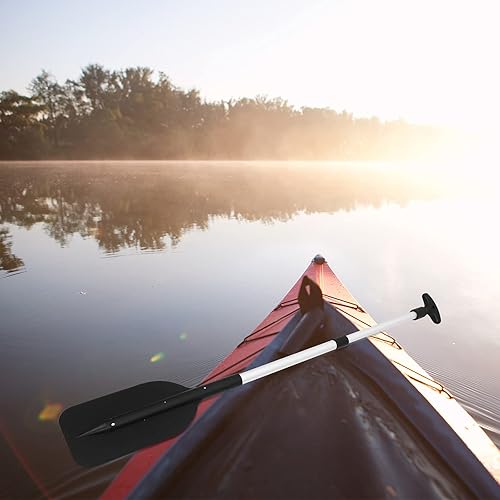 Miniatura 7 de Remo telescópico para kayak, canoa aleación de aluminio de plástico, paletas de tubería de río, accesorios de navegación, 2 piezas, color negro
