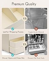 Vista 6 de VLANDO Makeup Organizer for Vanity,Large Capacity Countertop Organizer with Drawers, PU Leather Cosmetic Display Case for