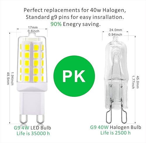 Miniatura 2 de Bombilla LED G9 luz diurna blanca regulable 4 W 6000 K, equivalente a 25 W, 30 W, 40 W, luz halógena, 450 lm, 100-120 V CA, sin luz estroboscópica,