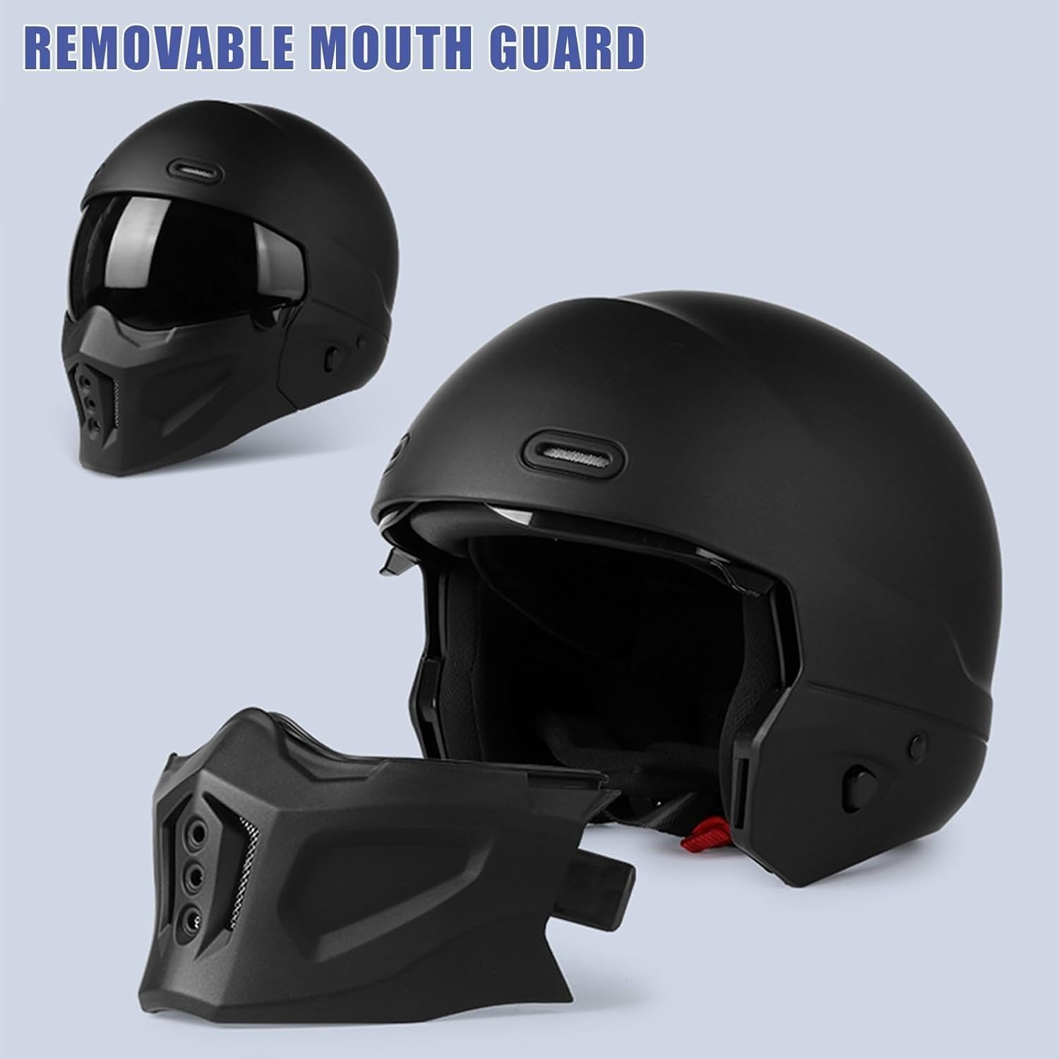 Caschi moto integrali Casco 3/4 jet per uomo e donna con visiera parasole omologato C-1,M (57-58cm)