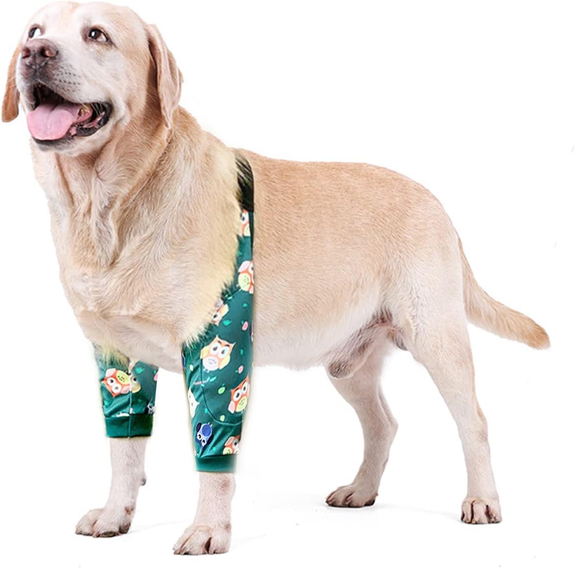 HarikajiDog Elbow Protector, Elbow Sleeves with Mesh Pad for Medium Large Dogs Prevent Licking Wound(Owl,3XL)