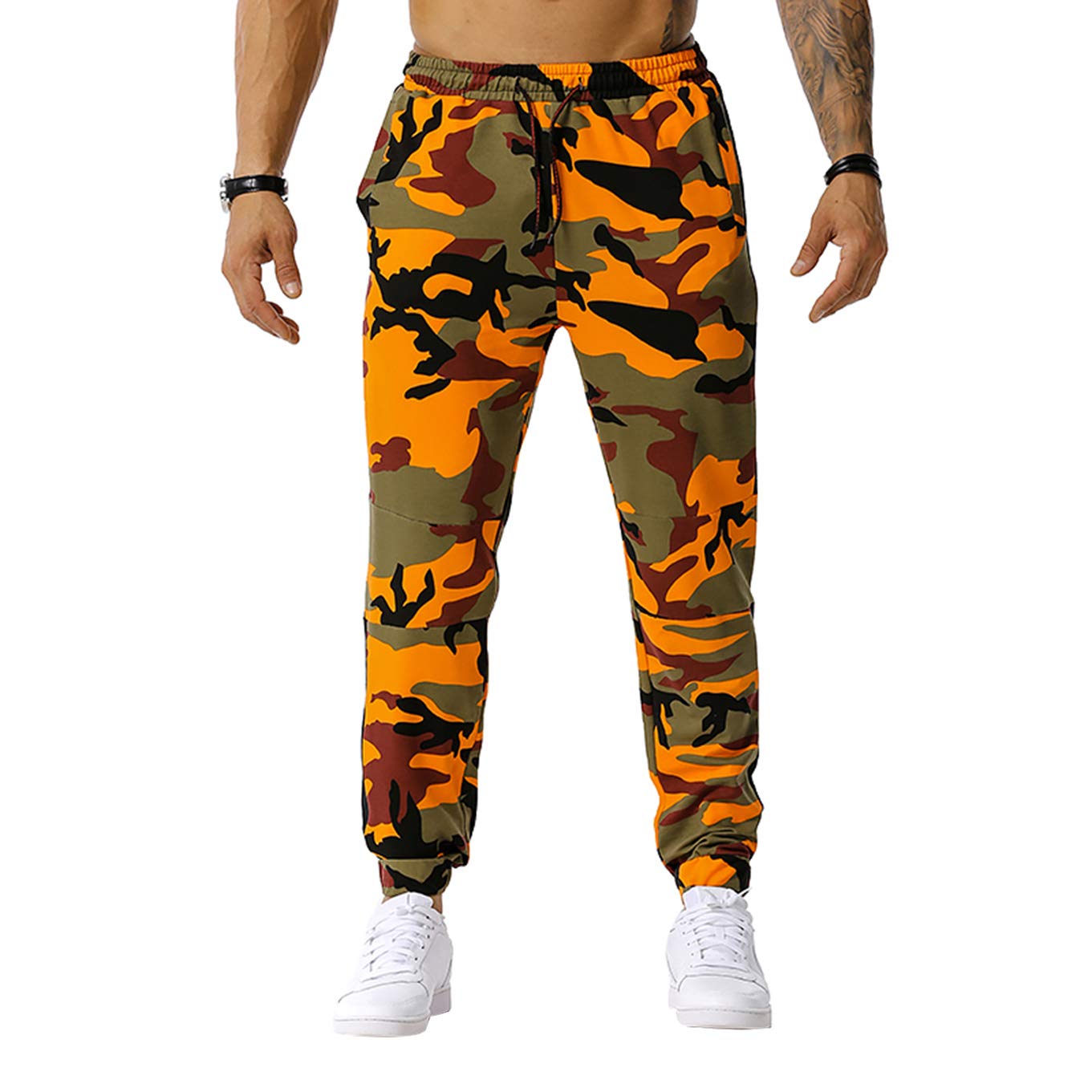 Hailouhai Men 's Camouflage Jogging Sports Pants, Elasticated Waist Plus Size Sweatpants Sports Gym Running Trousers Joggers Pants Sportswear S-3XL