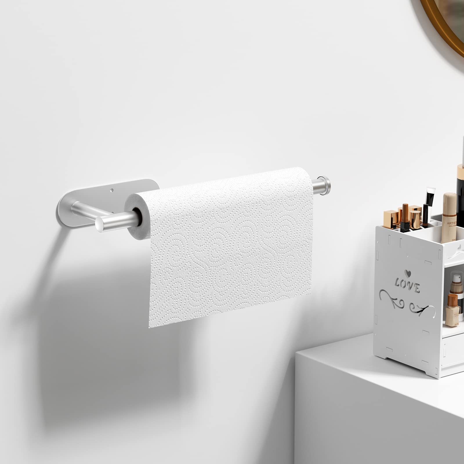 Portarotolo Da Cucina In Acciaio Inox - Montaggio A Parete Adesivo O Con Viti | Design Moderno E Funzionale