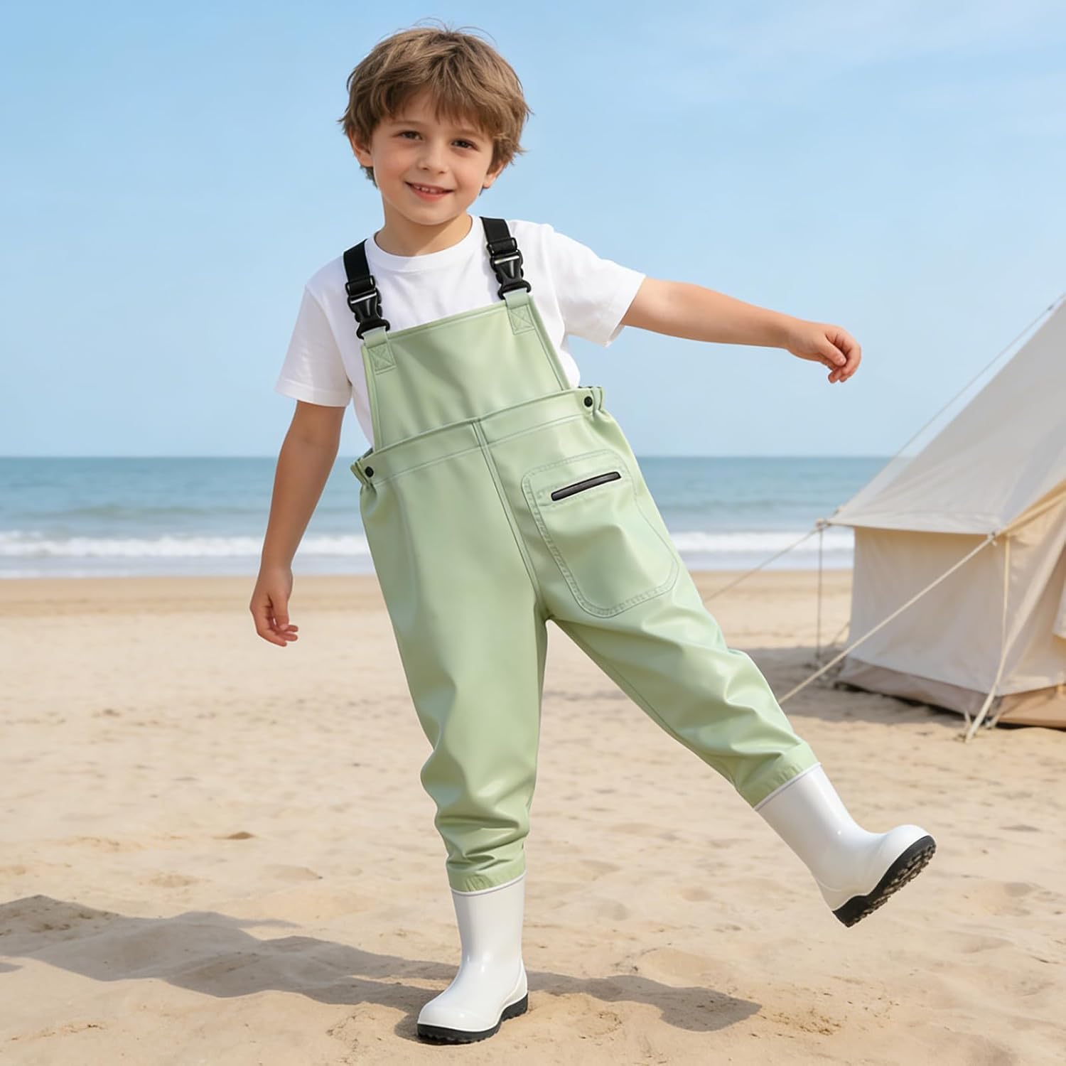 SooGree Kids Chest Wader with Non-Slip Boots,Youth Fishing Hunting Waterproof Waiters, Children Boys Girls Breathable Waders