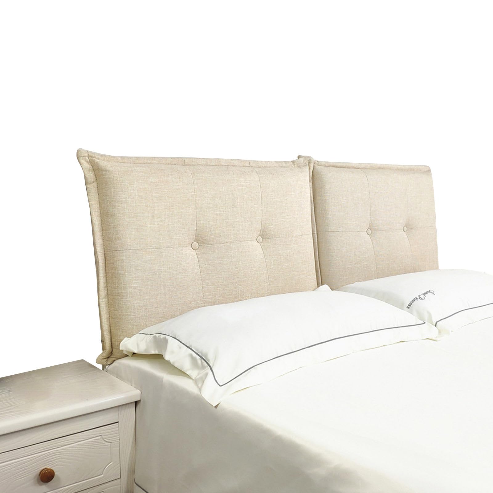 Cuscini per Testiera Letto Matrimoniale/Singolo 90/140/160/170 Copertura Testata Letto 10cm Imbottita Cuscino da Lettura Sfoderabile Anticollisione Fodera/Copri Schienale Spalliera(135X60X10cm,Beige A