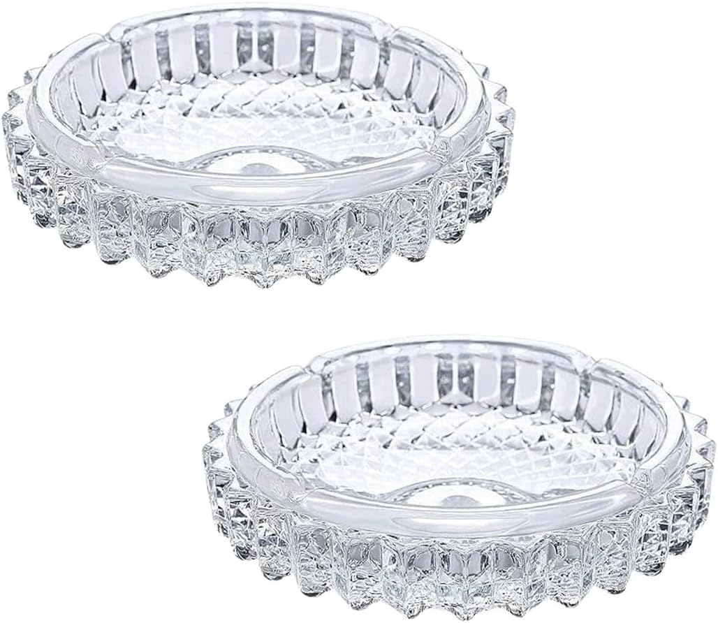 Set of 2 Round Glass Smoking Ashtray Elegant Ashtray-picture-26