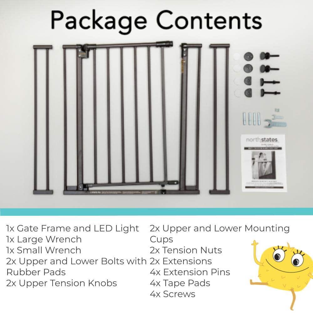 Flаѕh Sаlе Toddleroo by North States 38.25” Wide Light The Way Baby Gate: Heavy Duty Metal gate with Light Sensing LED for Added Safety. Pressure of Hardware Mount. Fits 28.75-38.25 Wide (29.3” Tall, White)