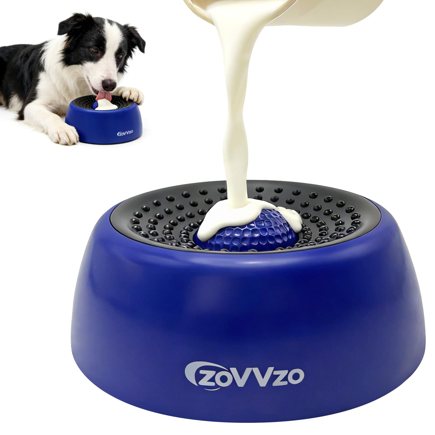 Rolling Ball Dog Lick Bowl, Slow Feeder Dog Bowls, Non-Slip Design, Interactive Dog Licking Toy & Dog Enrichment Toys, Dog Lick Ball Bowl for Wet Food, Yogurt, Bone Broth, Nutrient Solution (Blue)