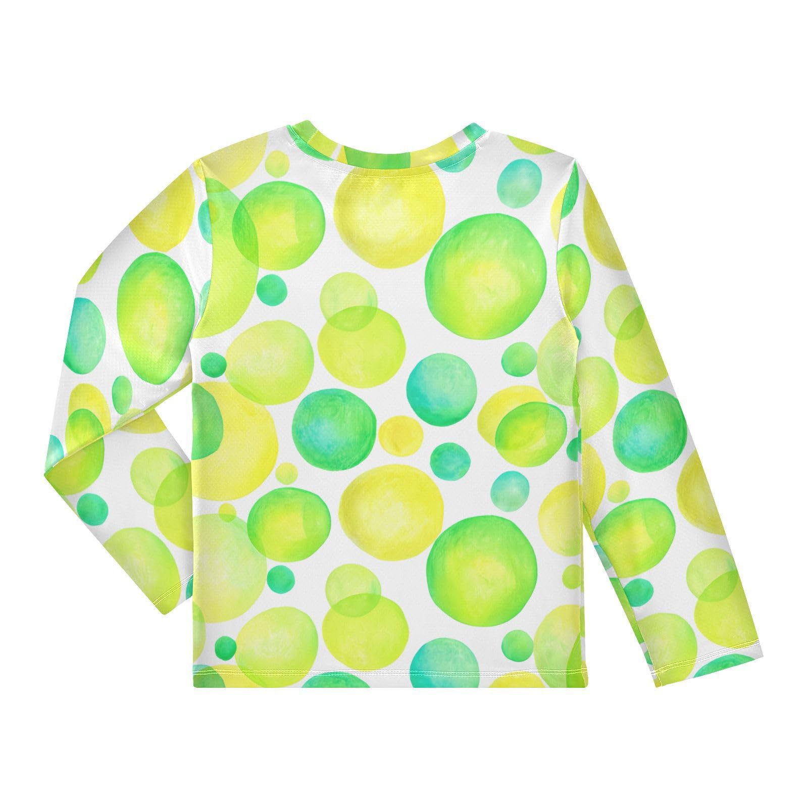 Watercolor Circle Bubble Chartreuse Rash Guard Shirt for Boys Sun Protection Shirt for Kids Toddlers UPF50+ 5-6T