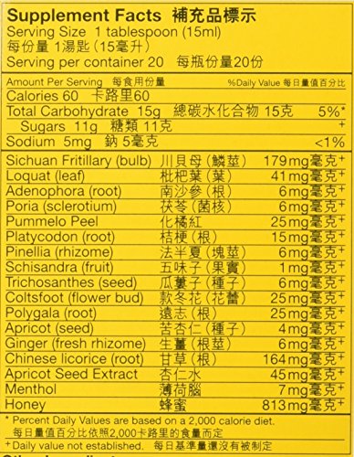 Nin Jiom Pei Pa Koa (Herbal Dietary Supplement with Honey and Loquat) 300ml 10 oz. One Bottle