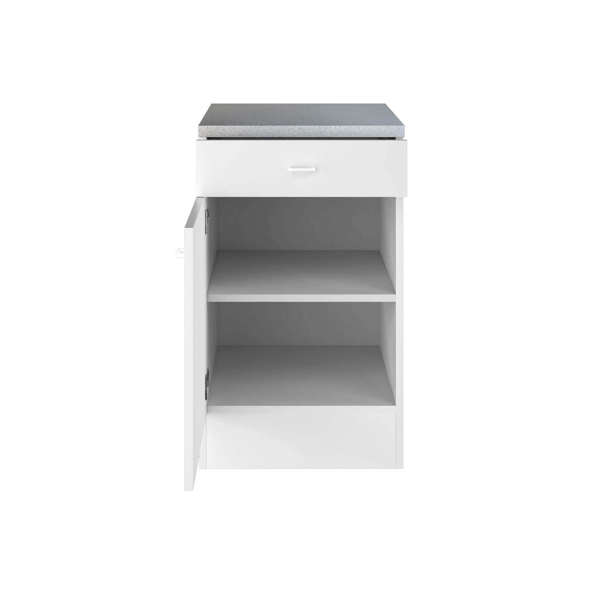 Küchenschrank Bochum - Unterschrank klassisch Weiß - 1-türig, 1 Schublade - Breite 50 cm - Weiß