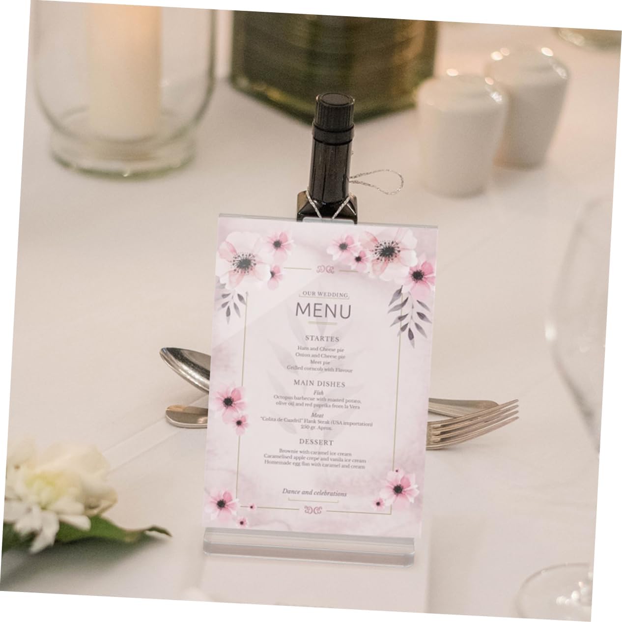 6pcs Clear Acrylic Table Menu Stand Double Sided Display Holder for Restaurant Office Cafe Home Use Stable Base Easy Setup Suitable for Various Information