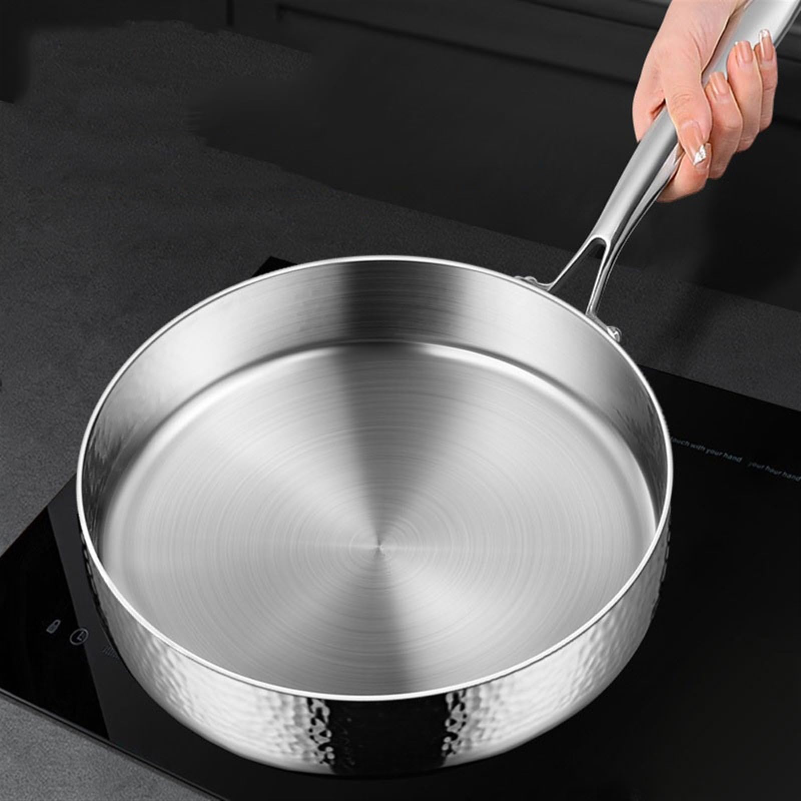 Patelnie Niepowlekana patelnia non-stick gospodarstwa domowego 316 stal nierdzewna głęboka do steków naleśników kuchenka gazowa indukcyjna dostępna Patelnie do omletów(26cm)