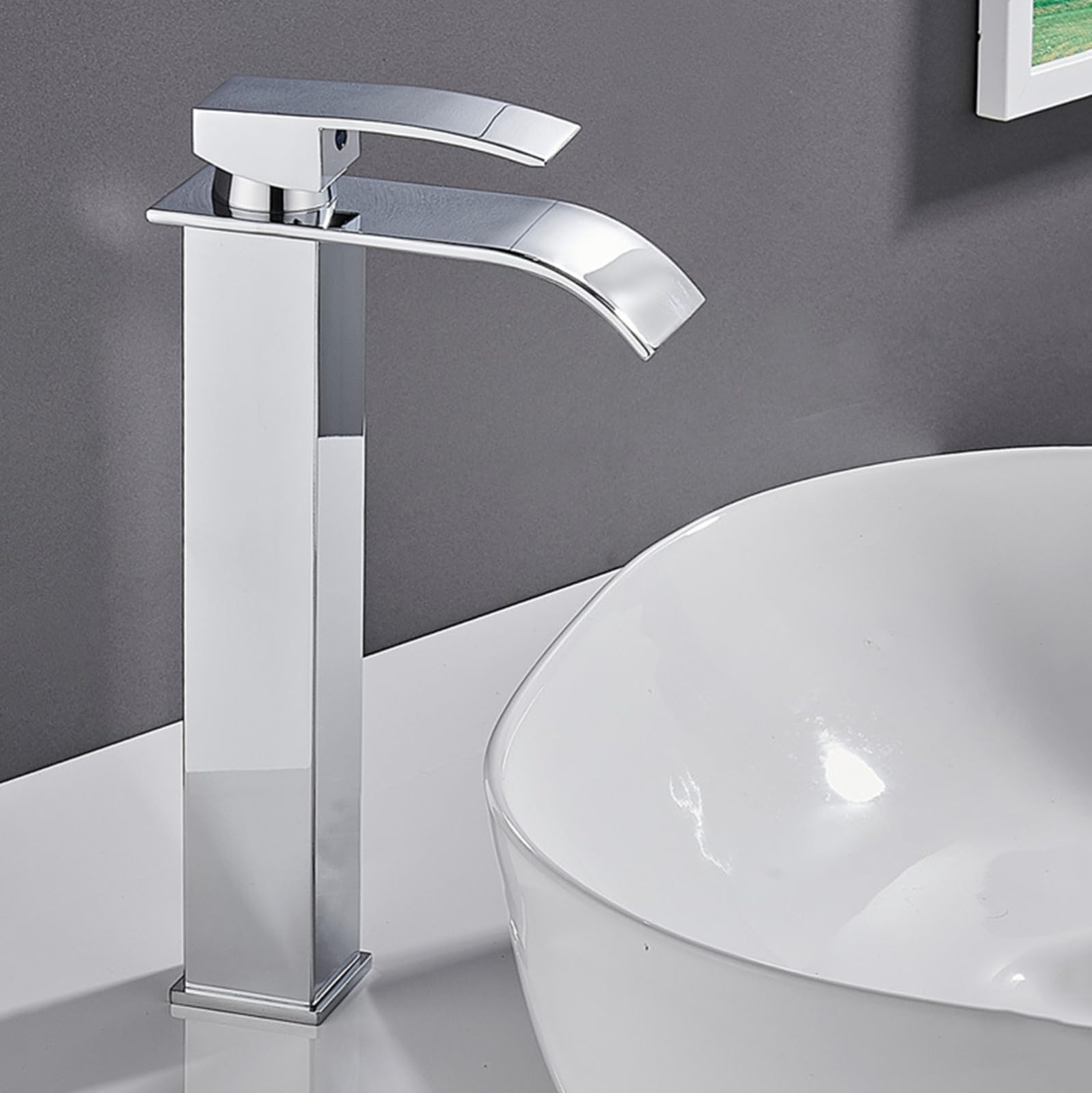 SOHNVWTGD Basin Tap Single Hole Hot and Cold Waterfall Tap Bathroom Stainless Steel Countertop Washbasin Mixer Tap,high