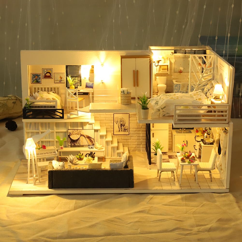Kit per la casa in miniatura fai da te, kit creativo per la casa in 3D | Mini per la con mobili per e adolescenti, regali di compleanno e di Natale, pratico