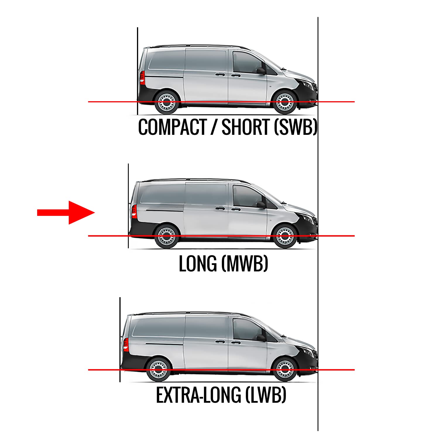 CHROMEMASTER | Barre trasversali da Tetto | Compatibili con Mercedes Vito W447 2014- Long; Sono utilizzate per il montaggio di portapacchi, box da tetto o portabiciclette | Costruzione in alluminio