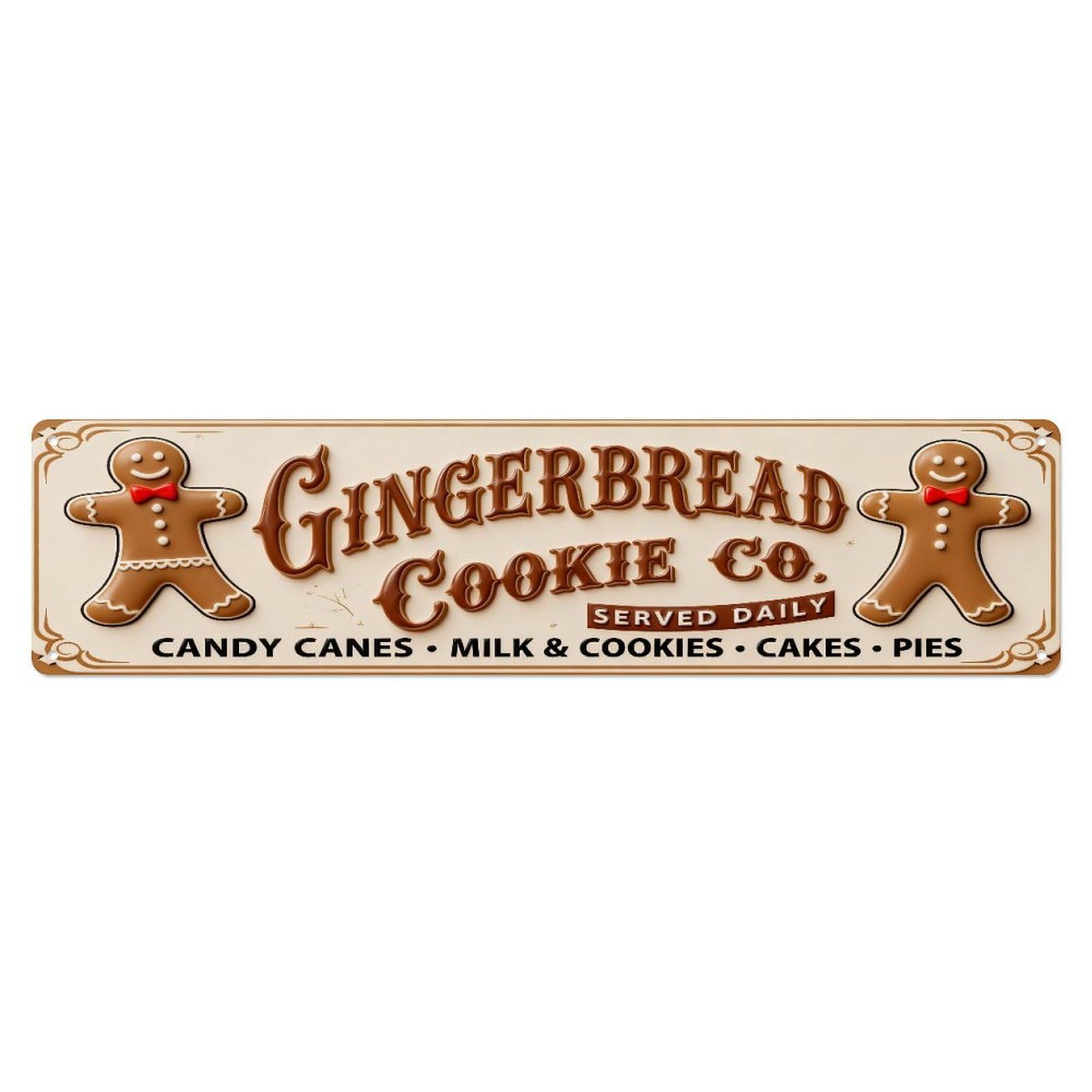 Gingerbread Cookie Co Logo Pattern Metal Tin Sign Plaque