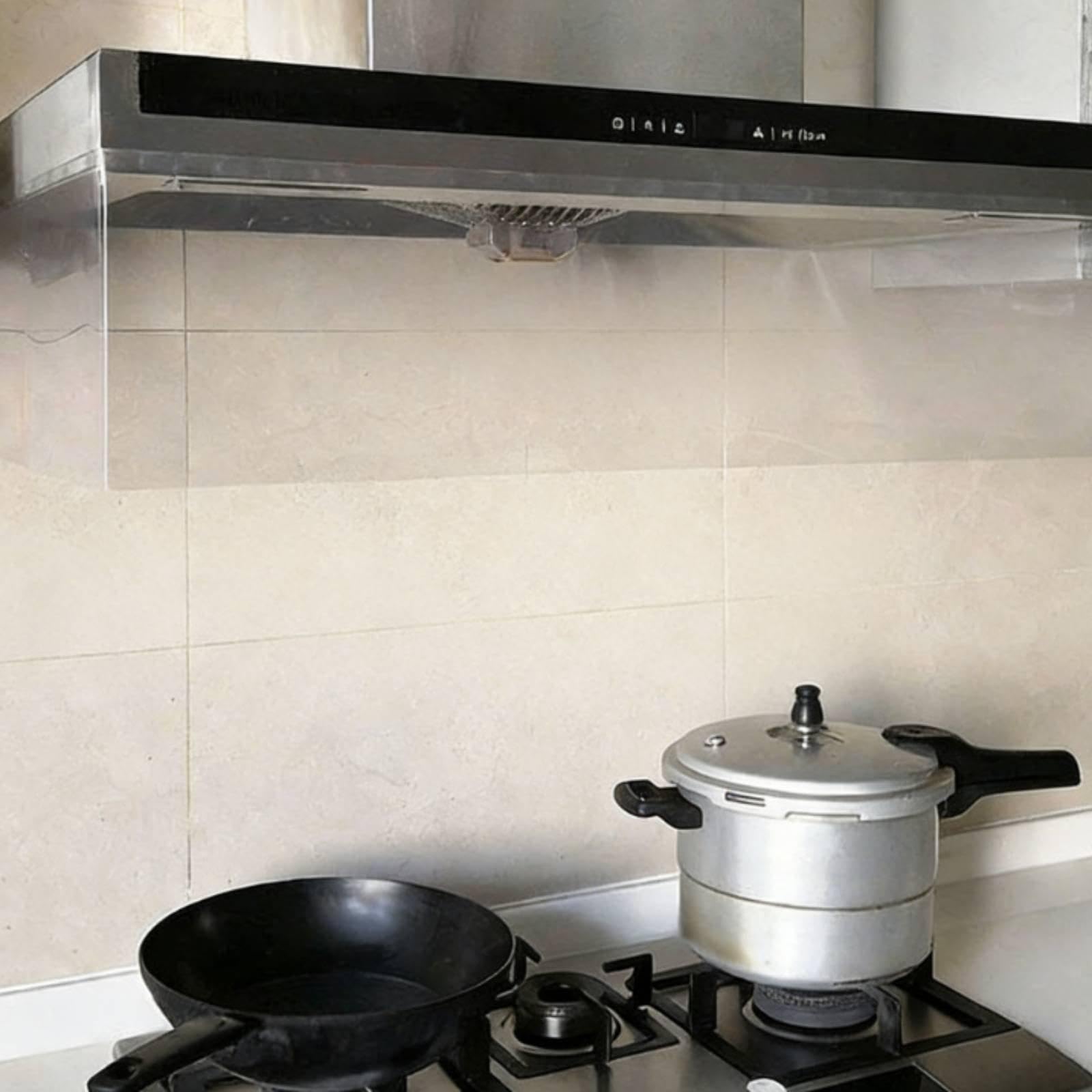 Kitchen Hood Oil Fume Curtain High Temperature Resistant Range Hood Fume Guard Easy Installation Transparent Cooktop Smoke Barrier for Frying 2m*15cm Standard-image-4