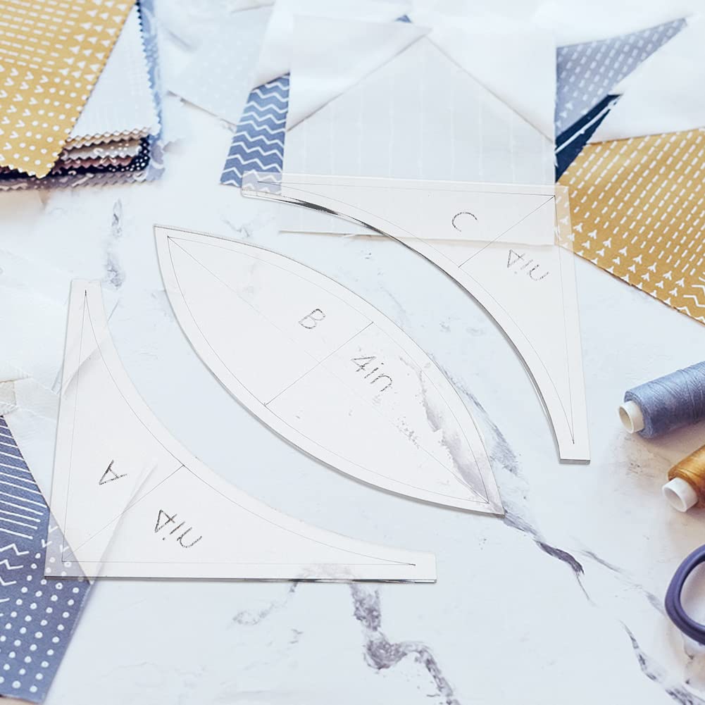 SUPERFINDINGS 6 Pz Modelli Trapuntati in Acrilico Trasparente Set di Righelli Patchwork Quilting da 4/8 Pollici Modello di Taglio Trapuntato Ovale e Ad Angolo Chiaro per Tappetini da Taglio