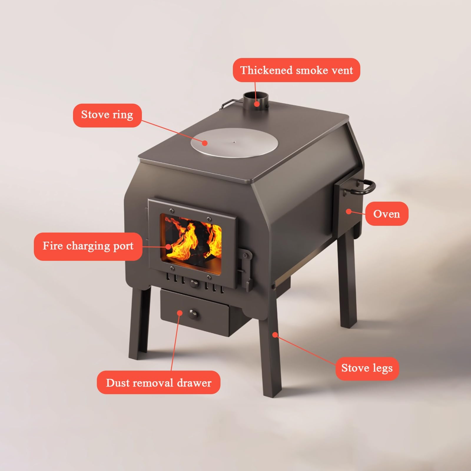 Stufa A Pellet, Cucina Economica A Legna Con Bocchettone Di Riempimento Del Combustibile Rapida Dissipazione Del Calore For Cucinare, Acqua Bollente