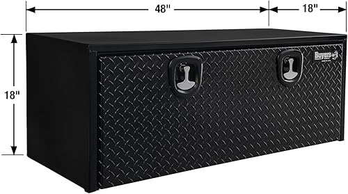 Miniatura 3 de Buyers Products 1702510 - Caja de herramientas para camión de acero negro con puerta de aluminio de pisada de diamante, 18 x 18 x 48 pulgadas,