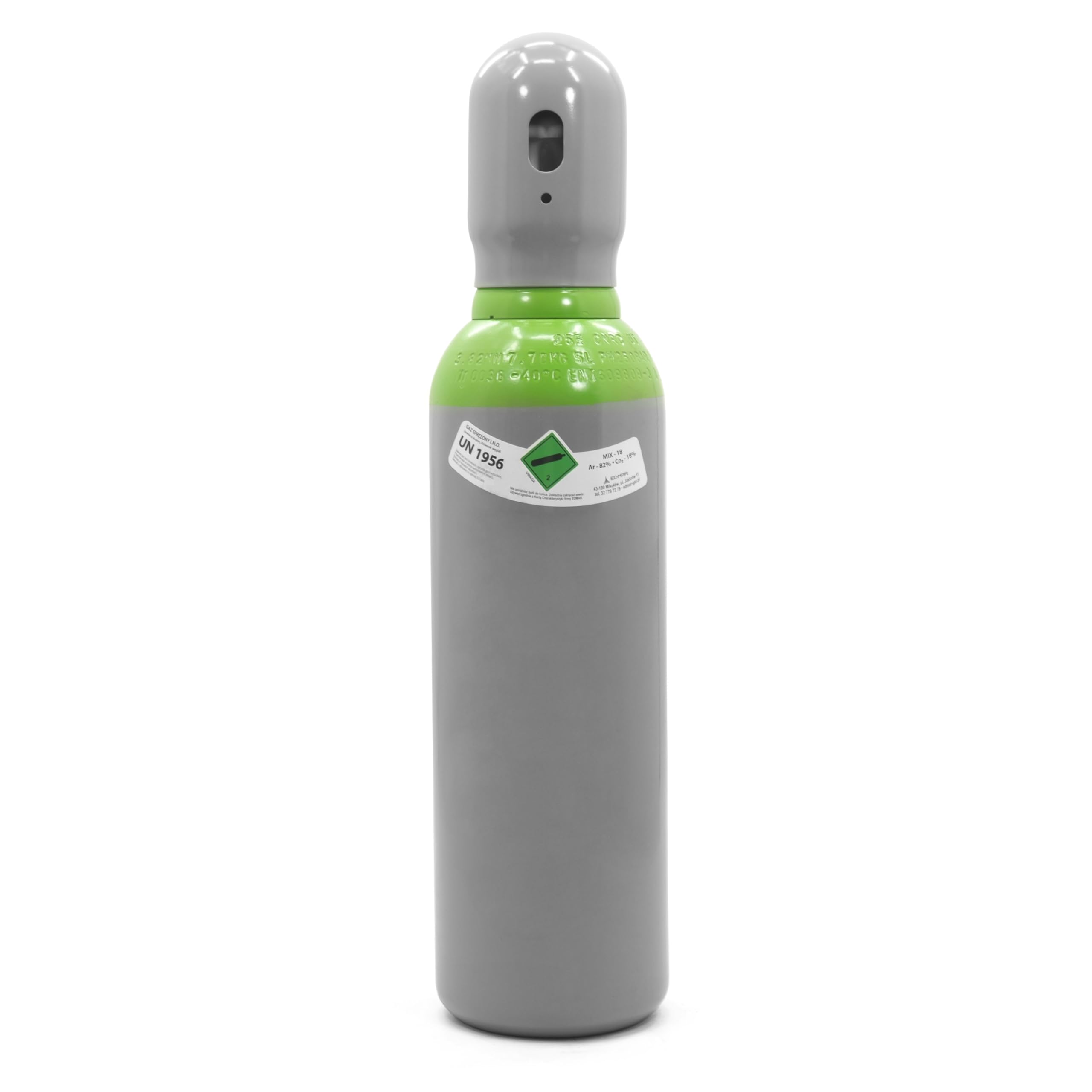 Argon Gasflasche CO2 Zylinder Schutzgasflasche 5L - Argon CO2 Schutzgas MIX 82/18 gefüllt 150bar - Schweißgas für MIG/MAG WIG - 10 Jahre Zulassung - Neuware mit Schutzkappe