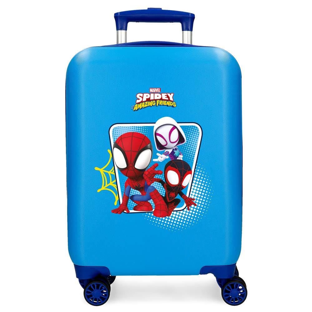 Joumma Marvel Spidey Team Up Cabin Suitcase Blue 33 x 50 x 20 cm Rigid ABS Side Combination Lock 28.4L 2 kg 4 Double Wheels Luggage Hand, Blue, Cabin Suitcase