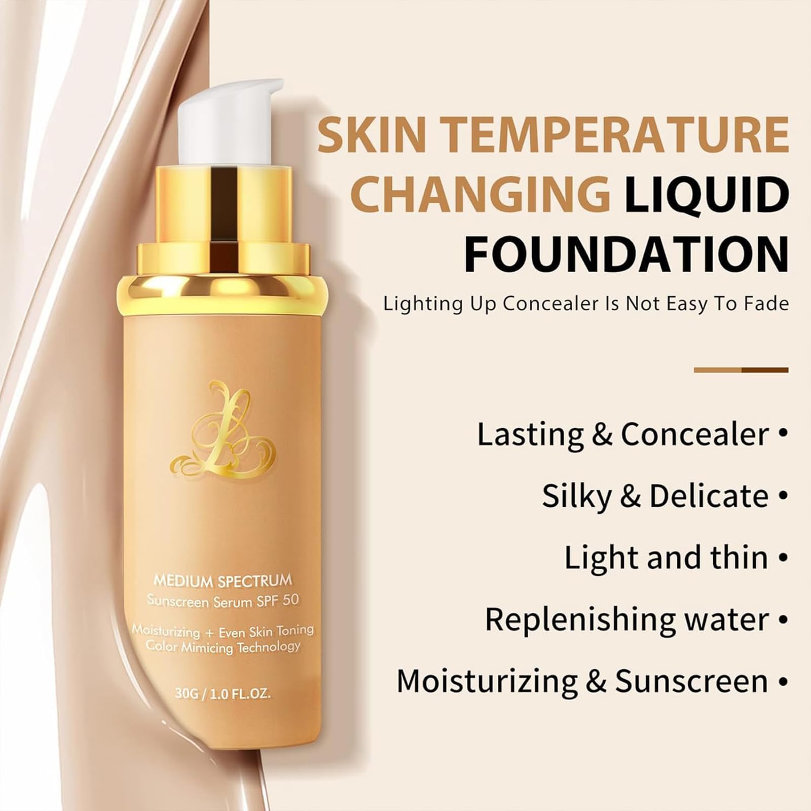 Infinite Love Maquillaje,4 En 1 Base De Maquillaje Antiedad,Base De Maquillaje Que Cambia De Color Spf 50,Antiedad Hidratante,Se Adapta A Tu Tono De Piel (#1PC) — view 5